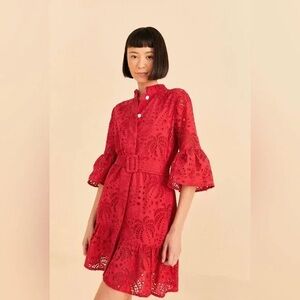 Farm Rio Red Palm Tree Mini Dress - XXS - Brand New